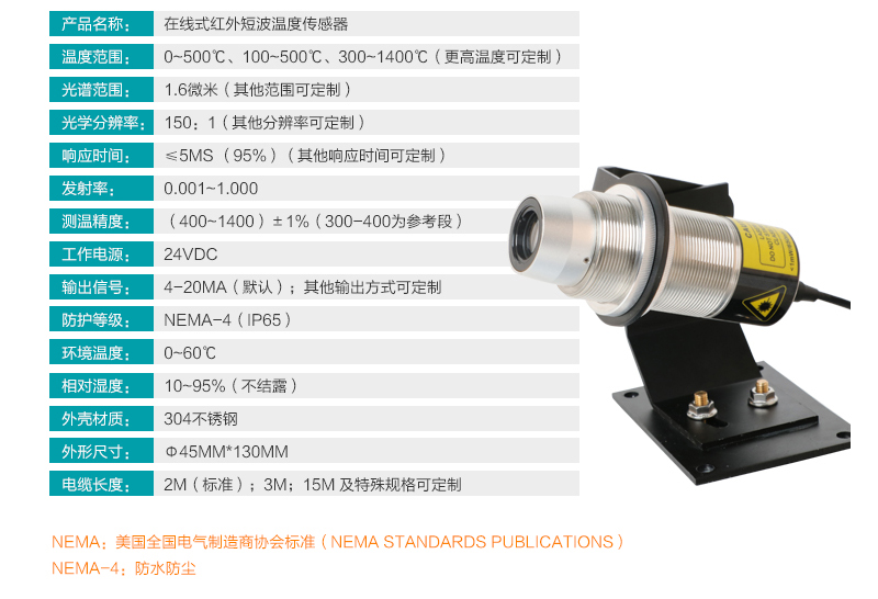 米科MIK-AS-10工业在线式短波红外测温仪